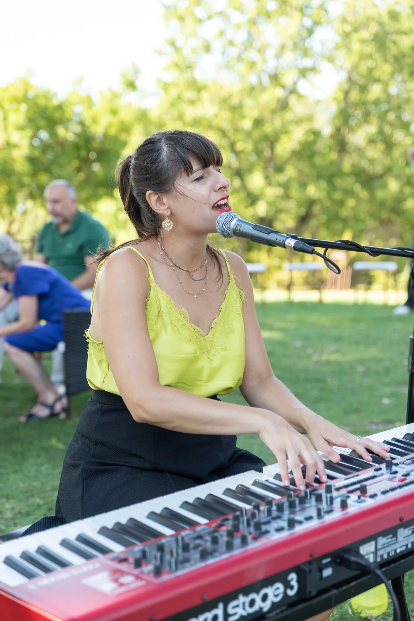 Voce e piano in un evento all'aperto